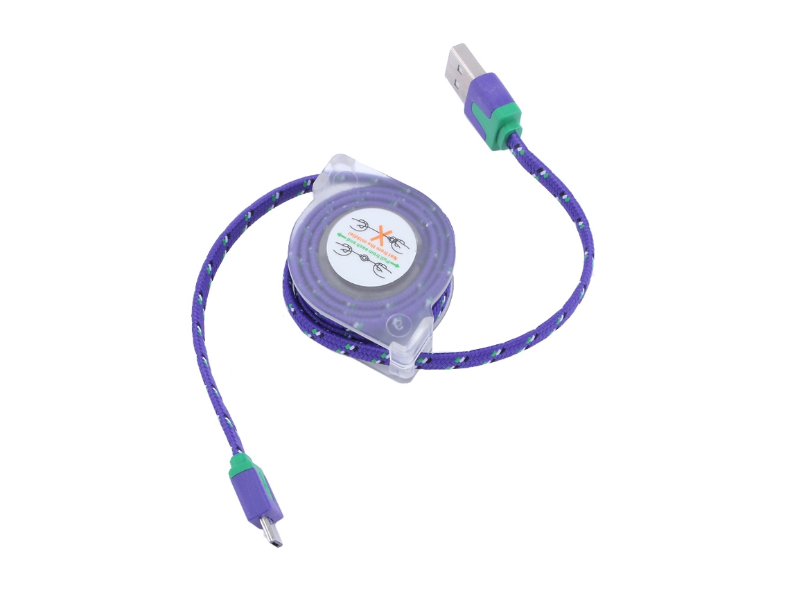 Cabo de Dados Retrátil LAXISCREED Usb 90cm Roxo Android
