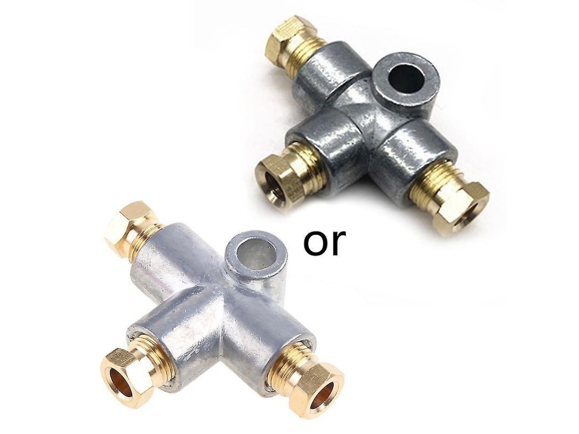 Peça T De 3 Vias Para Pipe De Freio Com 3 Porcas Macho M10 Curto Cobre Métrico 3/16 10mm