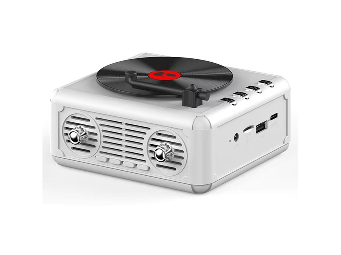 Caixa de Som Bluetooth Retrô com Subwoofer MDUG (branca)