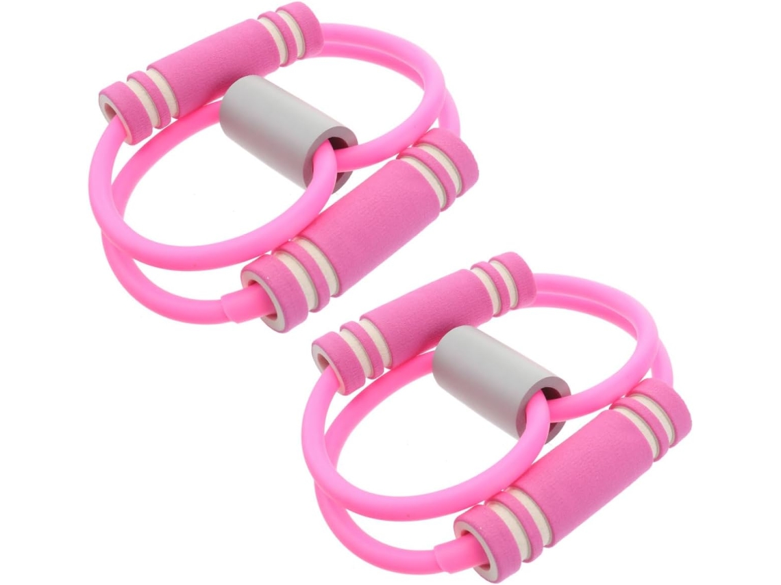 2 Unidades De Faixas Elásticas Resistência Rosa Em Formato 8, Com Alta Resiliência E Material Respirável
