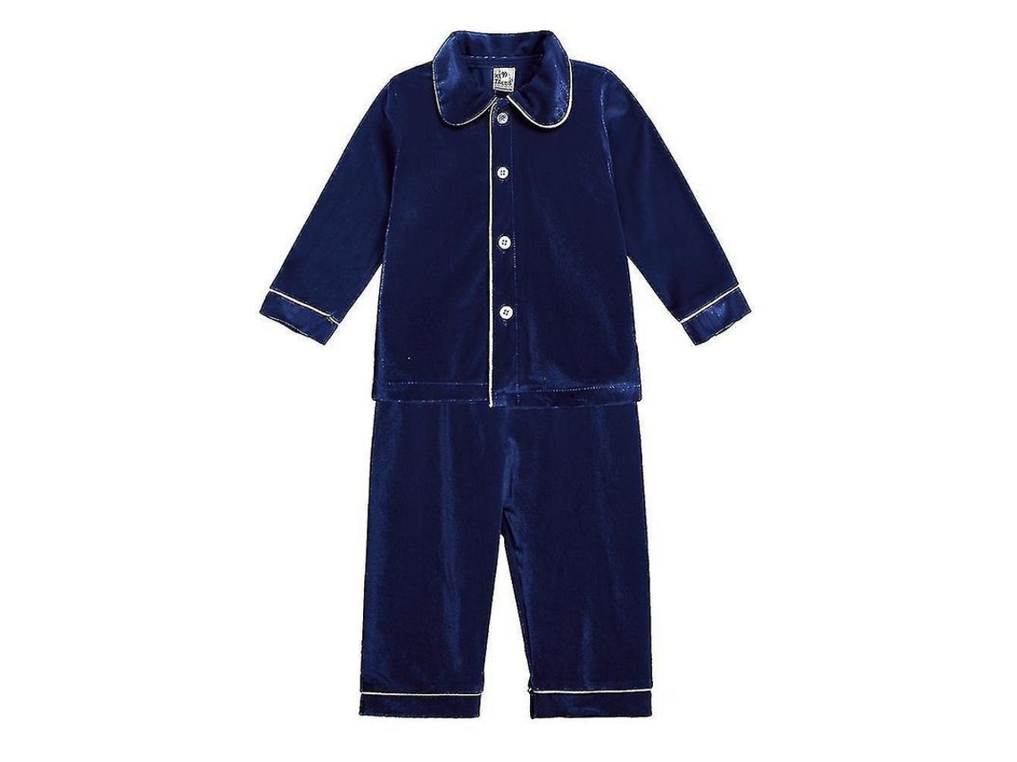 2026 pijamas de Natal Vermelhos para Meninos e Meninas Macios de Veludo Dourado Tamanho Normal Inverno 8 9t B Azul