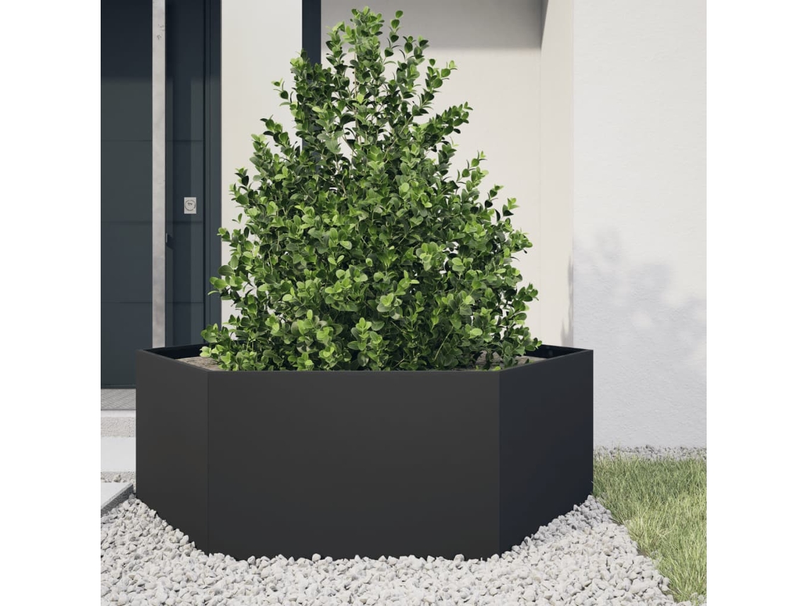 Vidaxl Vaso/floreira De Jardim Hexagonal 138x120x45 Cm Aço Preto