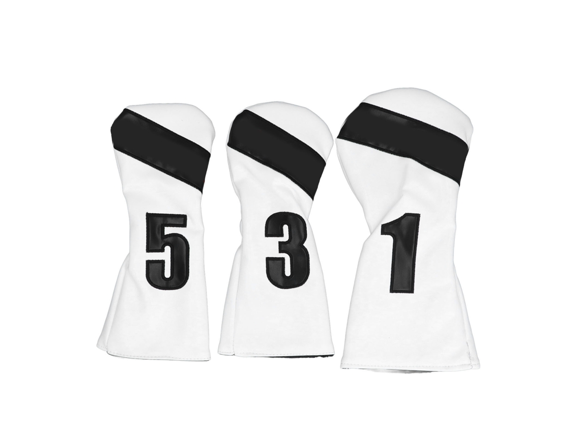 Kit 3 Capas para Cabeça de Taco de Golfe em Couro PU Impermeável com Forro de Pelúcia