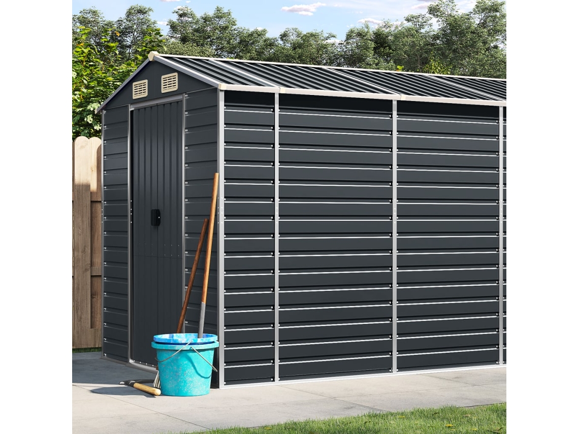 Vidaxl Abrigo De Jardim 191x640x198 Cm Aço Galvanizado Antracite