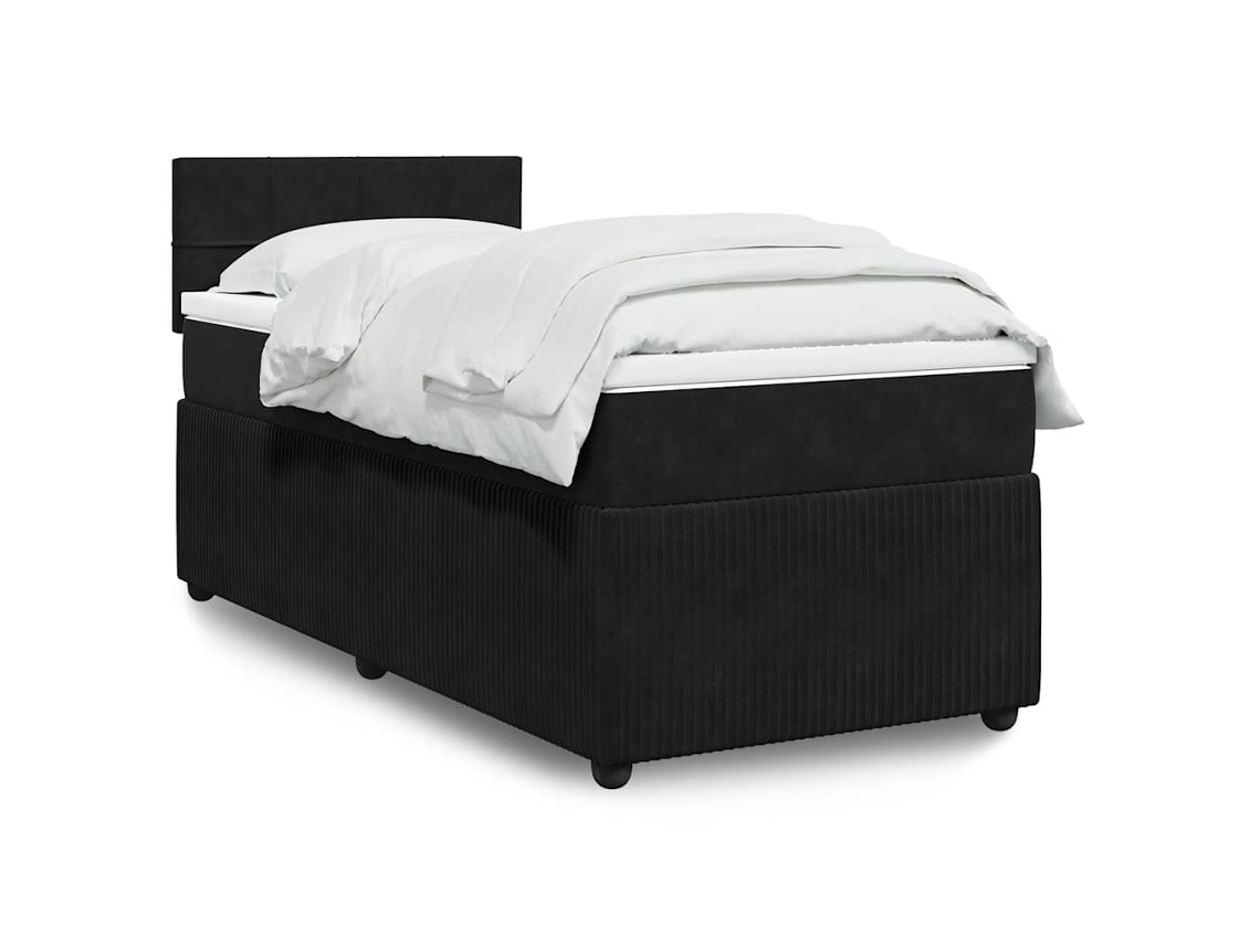 Vidaxl Cama Com Molas/colchão 90x200 Cm Veludo Preto