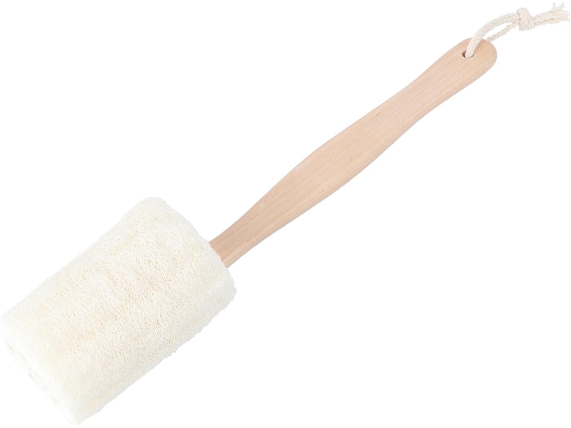 Escova De Banho Bucha Natural Com Cabo Longo Madeira, 36x10 Cm, Escova Esfoliante Corporal Feminina, Adequada Para
