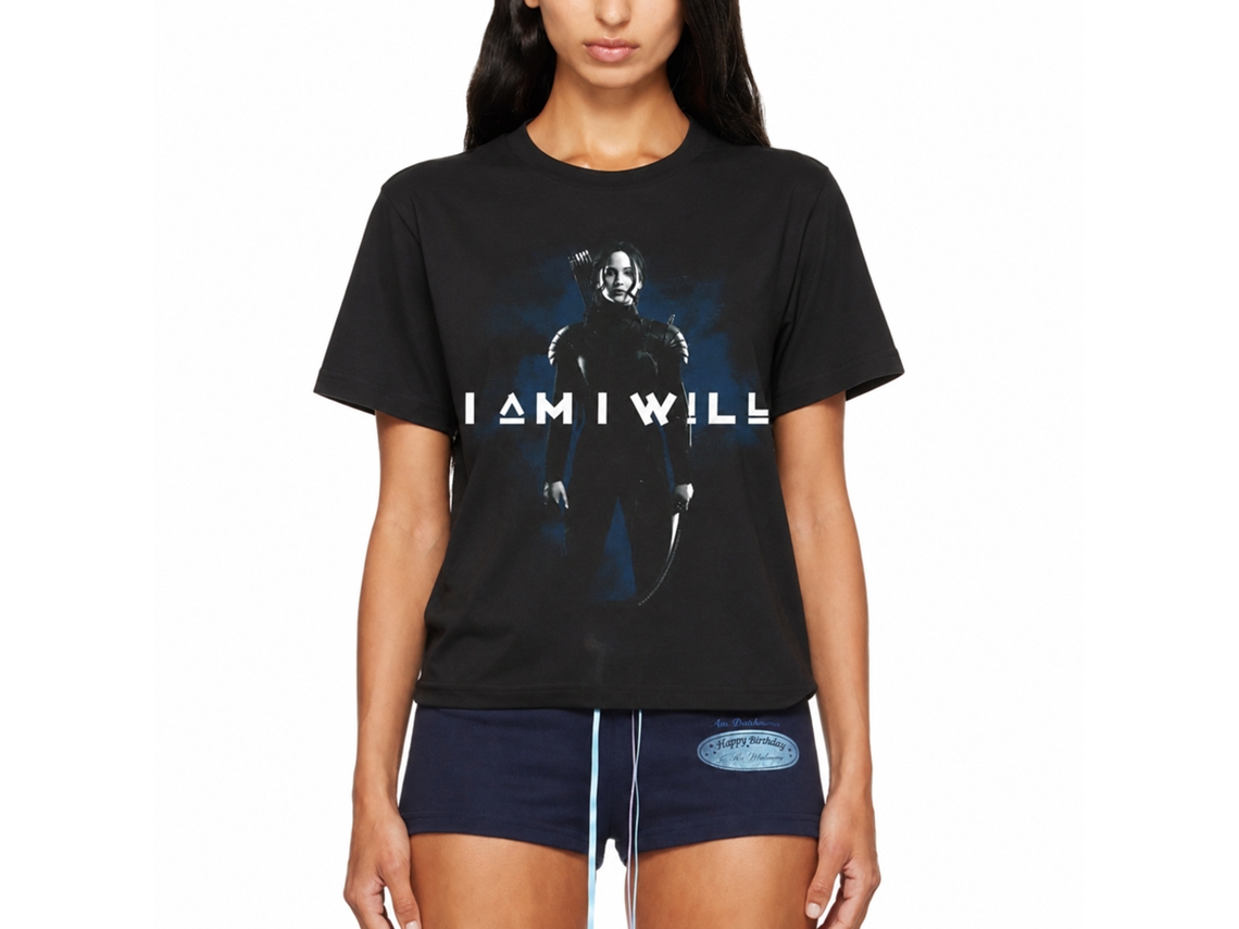 Rockinstone Hunger Games Movie I Am I Will Black Adult T-shirt Size:l