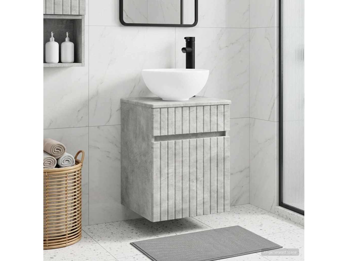 Vidaxl Vanidade De Pia De Parede Cinzento Cimento 39 X 35 X 63 Cm