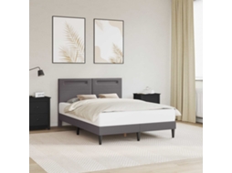 Vidaxl Estrutura Da Cama Cinzento 140 X 200 Cm Couro Sintético
