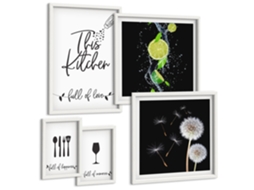 Conjunto De Pinturas Pôsteres Florais Tóquio Paris Londres Moldura Branca Quadros Para A Sala De Estar Espelharte (conjunto De 5 Imagens)