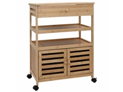 Carrinho de Cozinha com Rodas Natural 59,5 X 36 X 82 Cm Bambu VIDAXL