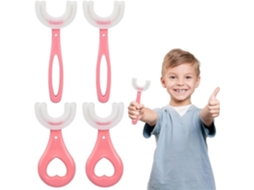 Conjunto de 4 Escovas Dentes Infantis em Formato U, com Cabeça Silicone Macio Qualidade Alimentar, para Hig Iene Bucal 360°, Ideais Pa GOKOCO