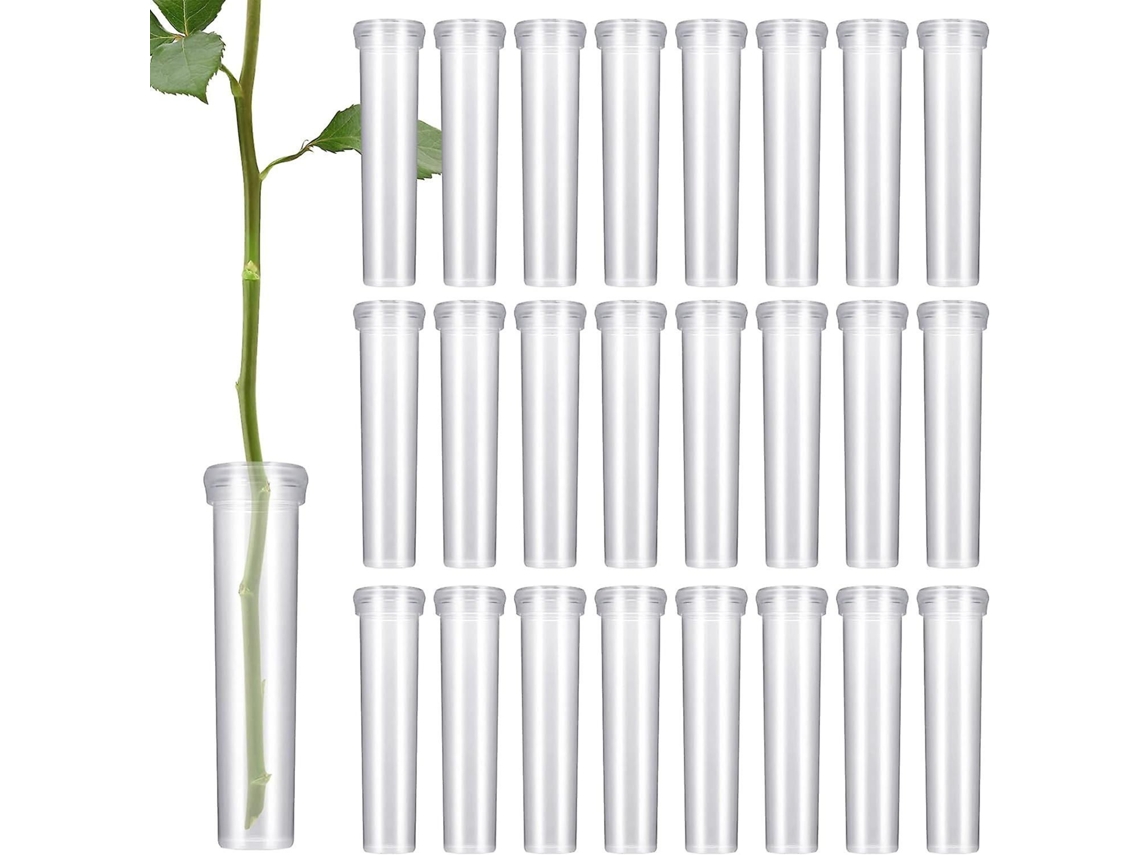 Pacote com 100 Tubos para Cultivo de Flores, Tubos de Ensaio com Tampas, Reutilizáveis e Duráveis, 7 Cm , Transparentes. (2,8 Polegadas)