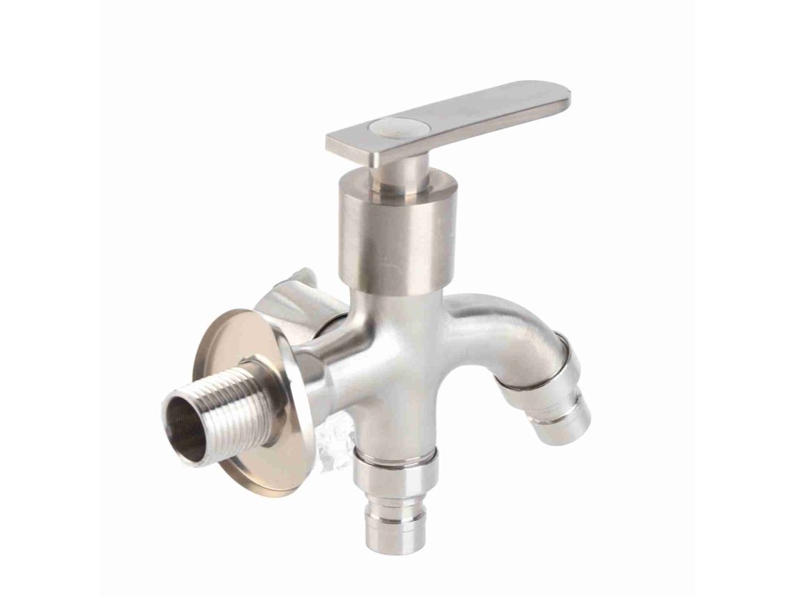 Torneira de Água Aço Inoxidável G1/2 com Duas Saídas S/MARCA