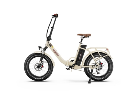Bicicleta Elétrica Onesport Ot16 Max Motor 500w Bateria 48v18ah Pneus De 20 Polegadas Travões Disco Bege