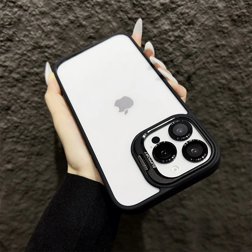 Capa Para Iphone (iphone 11 Pro Max, Preta) Com Proteção De Vidro Transparente Para A Câmera.