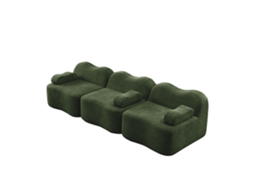 Sofá Modular Boneless 3 Lugares Em Espuma Densa 32d, Design Ondulado, Almofadas Móveis, Conforto Para Sala De Estar, Verde