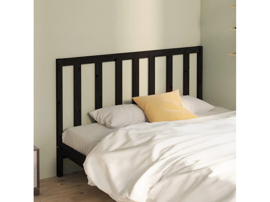 Vidaxl Cabeceira De Cama 166x4x100 Cm Pinho Maciço Preto