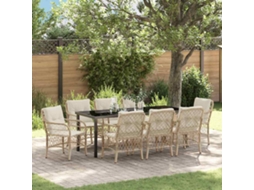 Vidaxl Conjunto De Jantar Para Jardim 9 Unid. Bege Vime Pe