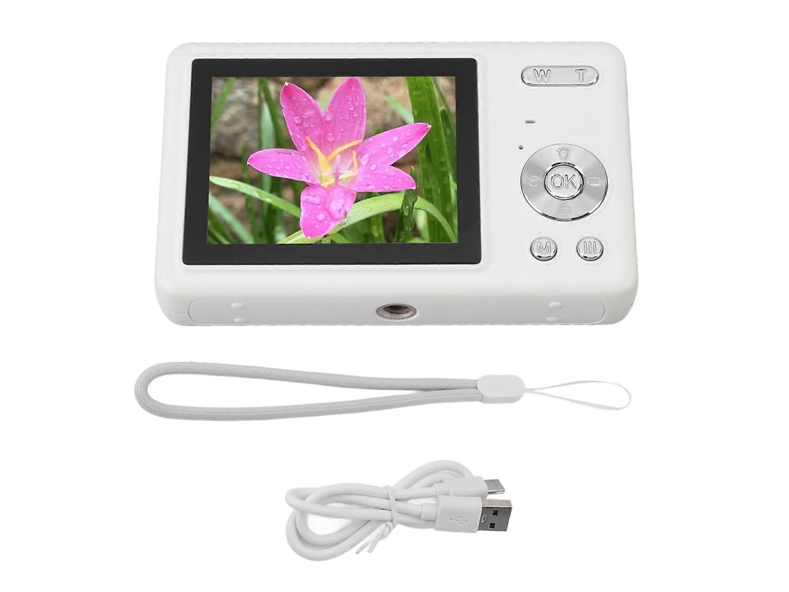 Câmara Digital Compacta 12mp 1080p Com Ecrã Tft De 2,4 Polegadas E Zoom 16x, Branca