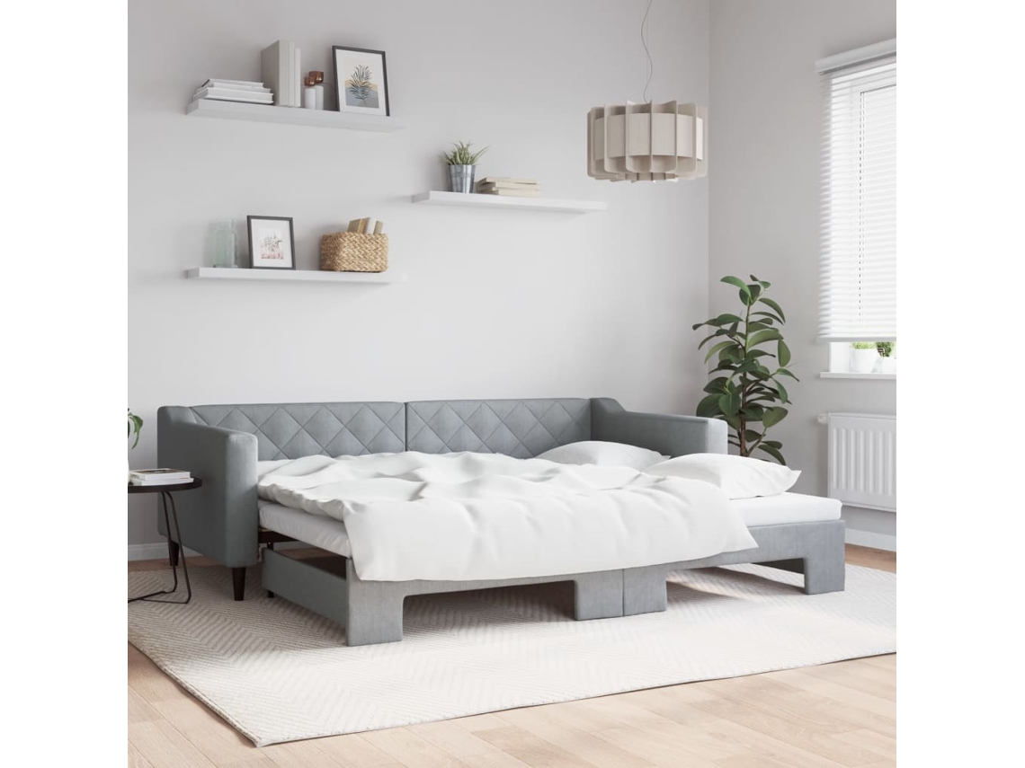Vidaxl Sofá-cama Com Gavetão 90x200 Cm Tecido Cinzento-claro