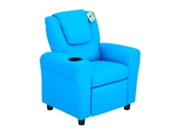 Poltrona Infantil Com Encosto Reclinável, 62 X 52 X 69 Cm, Estrutura Em Madeira Maciça, Azul