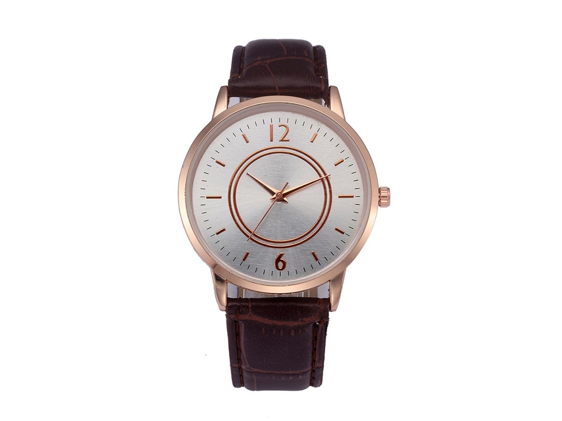 Relógio de pulso analógico de quartzo clássico vintage unissex dourado para uso casual de negócios