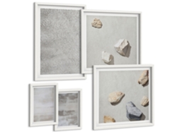 Composição De Quadros Pôsteres Abstratos Minimalistas Moldura Branca Pinturas De Quarto Espelharte (conjunto De 5 Imagens)
