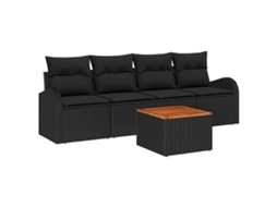 Conjunto 5 Sofá Modular Vidaxl Preto Vime Pe (55 X 55 X 37 Cm)
