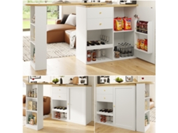 Mesa Giratória 105x39x102cm, 2 Gavetas, Porta Deslizante.-mh