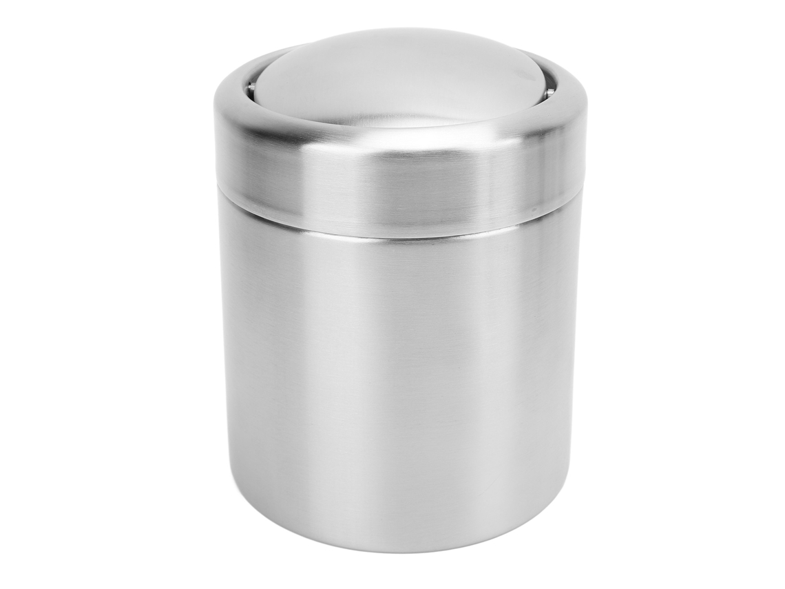 Mini lixo de mesa com tampa oscilante aço inoxidável 304 pequeno para casa escritório