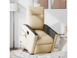 Vidaxl Poltrona Elétrica Elevatória Massagens Tecido Creme