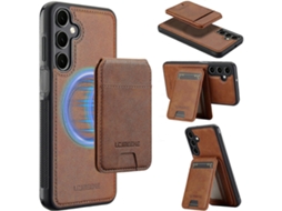 Capa Magnética Tkdaddy Lc.imeeke L3 Para Samsung Galaxy S25 Fe Com Porta-cartões Removível E Capa De Couro Tpu Marrom