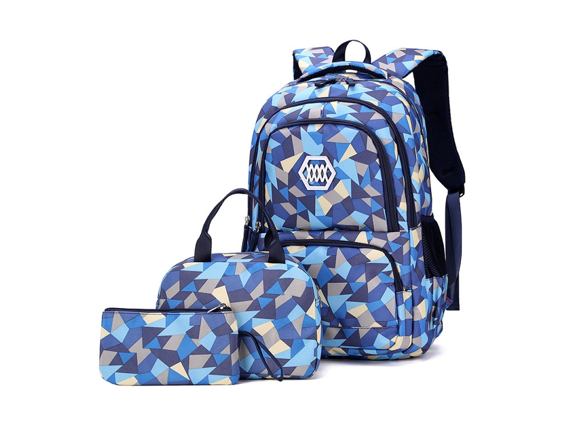 Conjunto de Mochilas Natureza com Três Peças Pequeno Azul