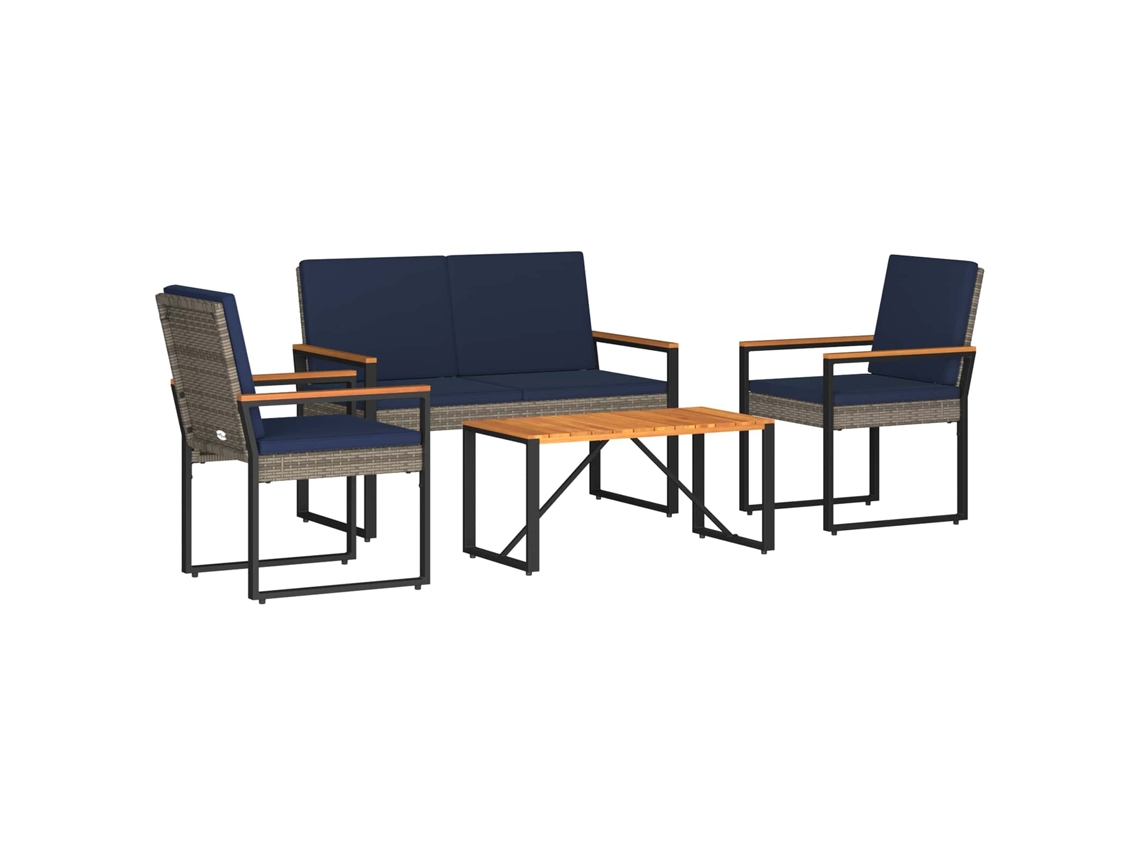 Maison Exclusive - Conjunto De Móveis Para Exterior 4 Pcs Cinza E Azul Marinho