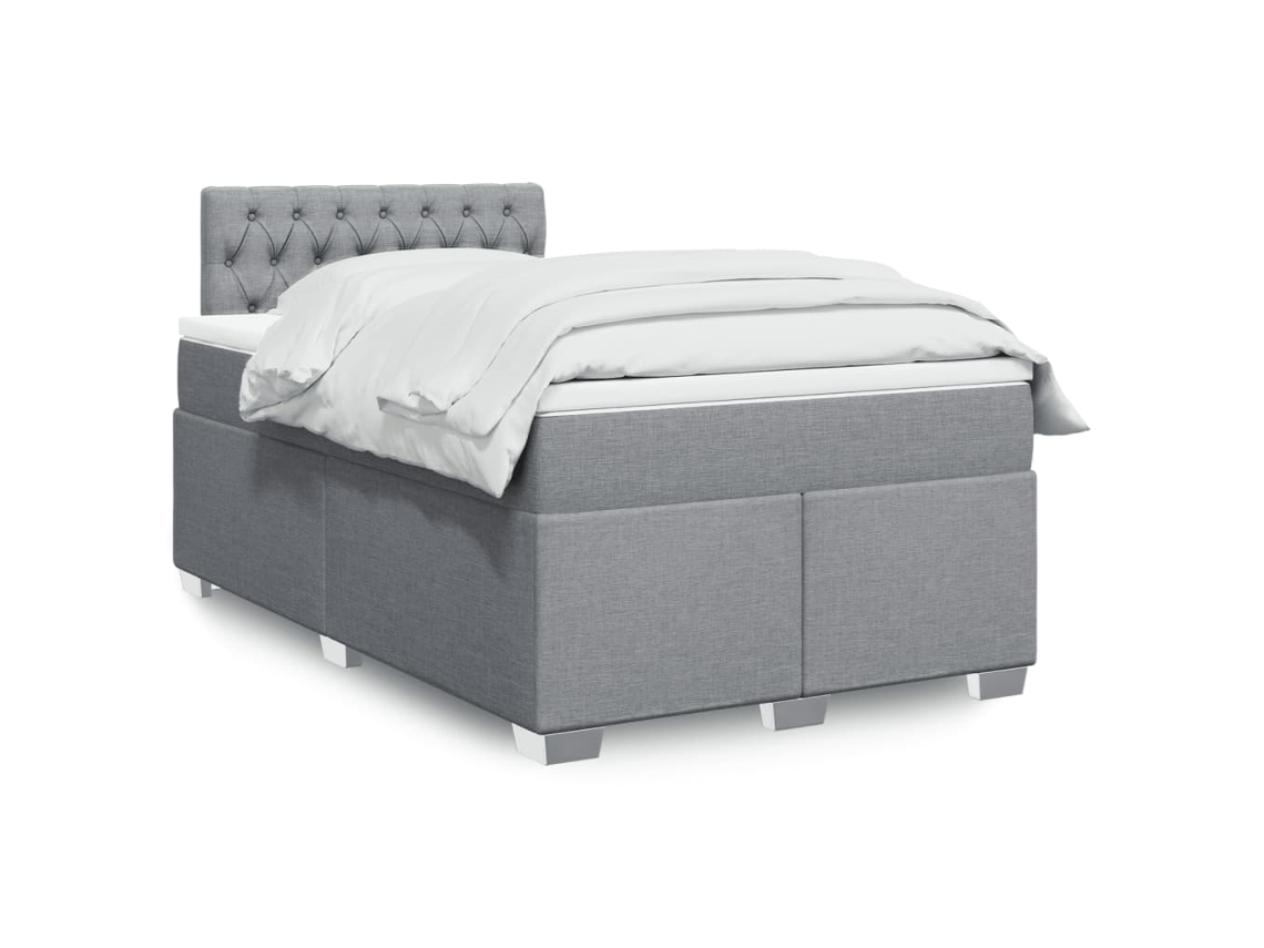 Vidaxl Cama Com Molas/colchão 120x200 Cm Tecido Cinza-claro