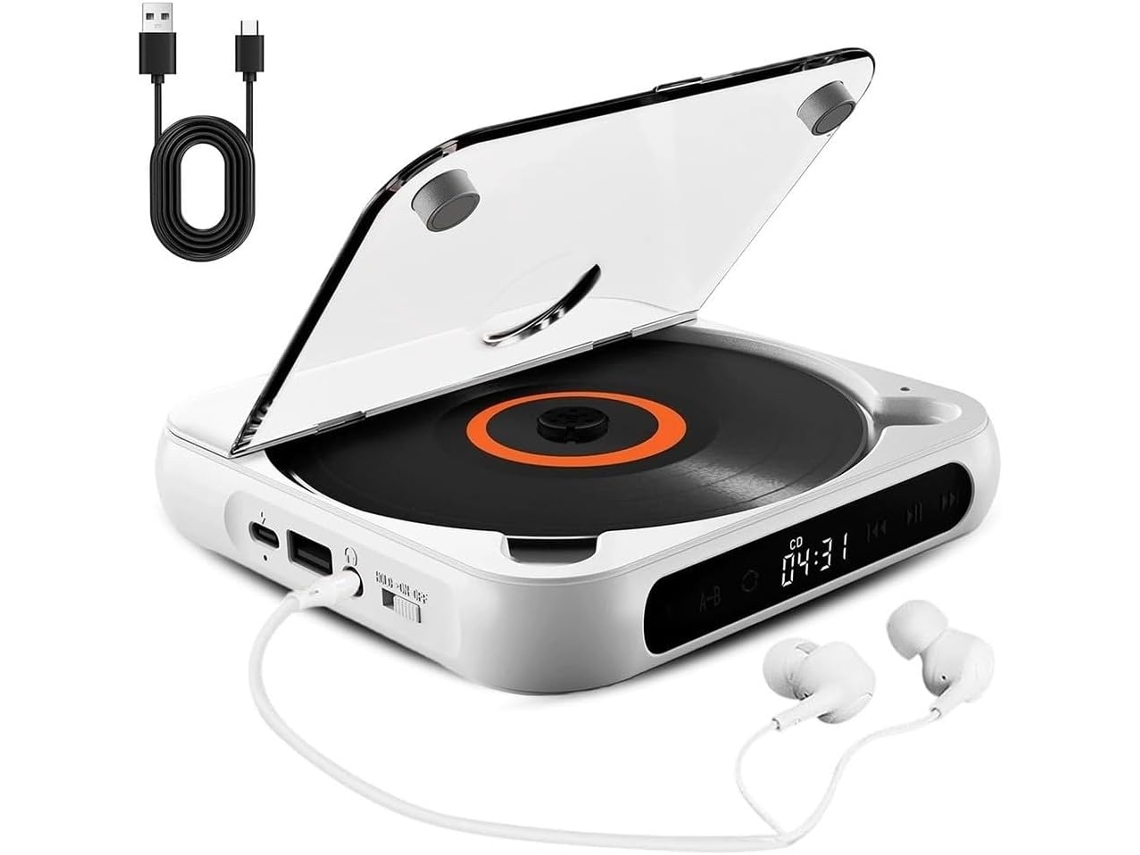 Leitor Cd Portátil Com Desempenho De Áudio Hi-fi Para Casa, Viagens, Carro, Reprodução Com Fio E Sem Bateria