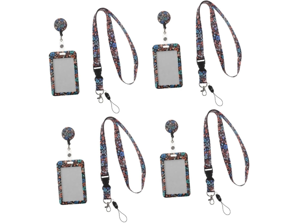 De 4 Porta-crachás Nuobesty Com Cordão Retrátil, Porta-crachá Para Professores E Estojo.