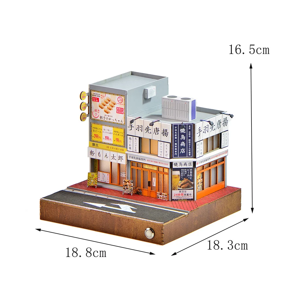 Casa de Bonecas Grande em Madeira 3d, Modelo Diy, com Cenário de Rua Comercial Japonesa. MDUG