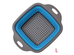 Escorredor de Cozinha Dobrável Quadrado de Silicone, Escorredor para Frutas e Legumes, Escorredor Ecológico MDUG (azul G)