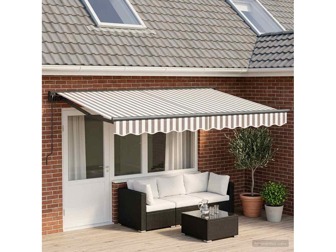 Vidaxl Toldo Retrátil Cinza Claro E Branco 4,5 × 3 M
