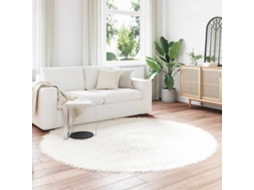 Vidaxl Tapete De De Ovelha Sintética Tafalla Branco Ø 160 Cm Poliéster