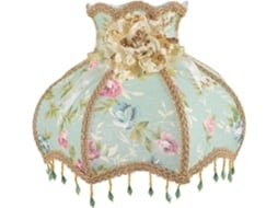 Luminária Cilíndrica de Tecido com Estampa Floral Verde, para Lâmpadas E27, Ideal para Decoração de Quarto de Princesa. SFUSHOS
