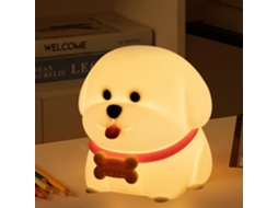 Luminária noturna infantil de LED em formato de cachorrinho de silicone macio.