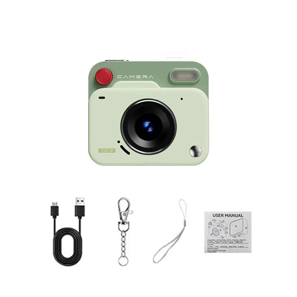 Mini Câmera Retrô 1080p Hd Portátil com Tela MDUG (verde Sem Cartão Tf)