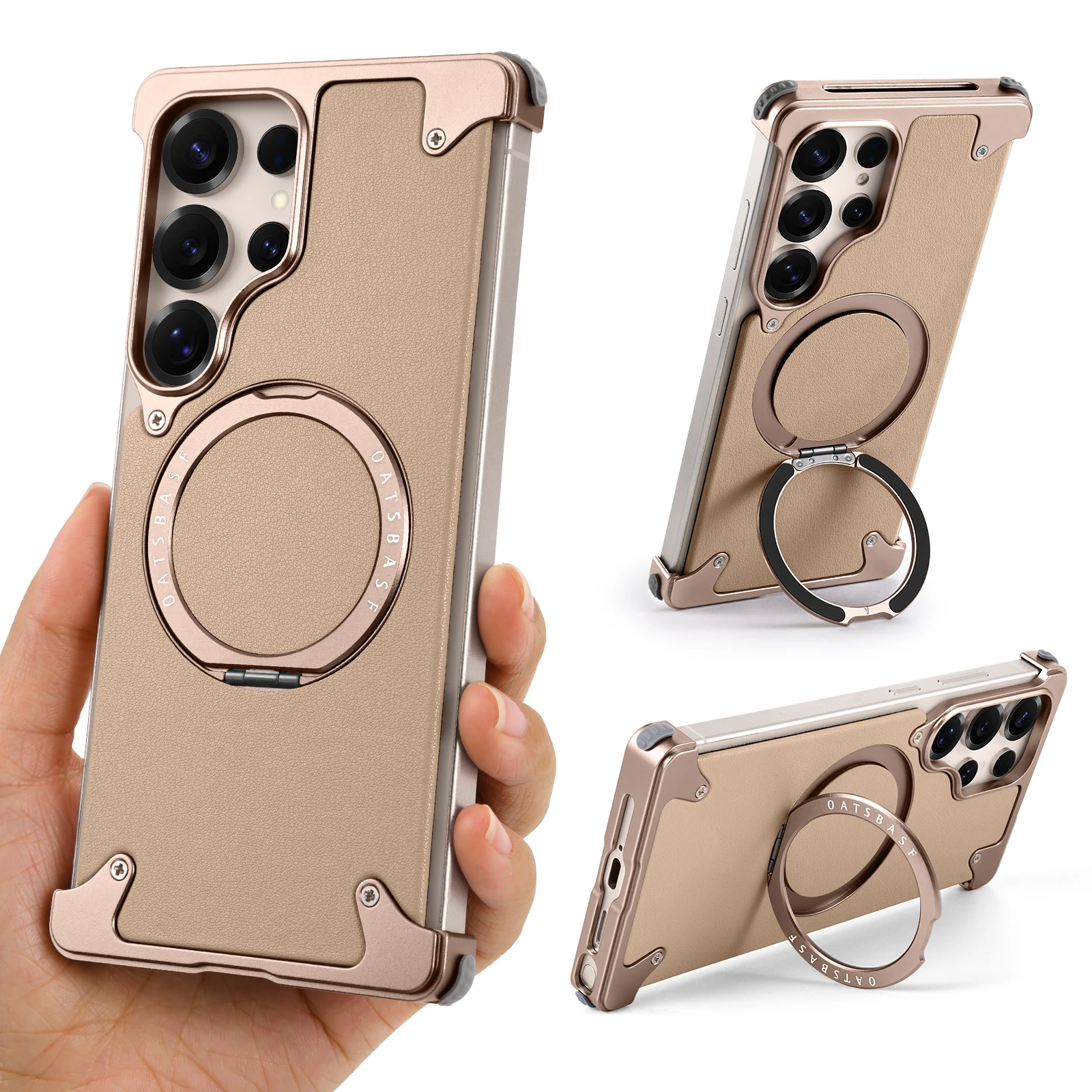 Capa Para Celular Sem Moldura (desert S25 Ultra) Com Suporte Giratório De 360° E Suporte Magnético.