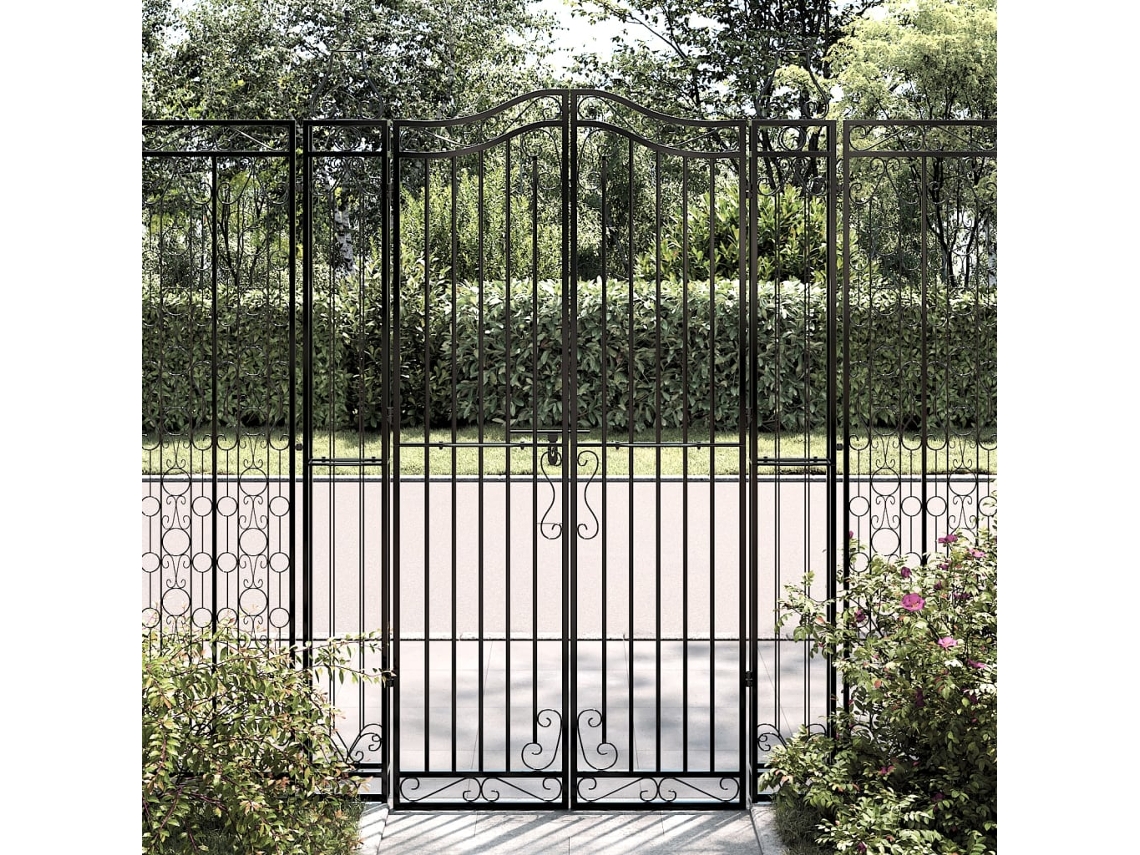 Vidaxl Portão De Jardim 121x8x180 Cm Ferro Forjado Preto