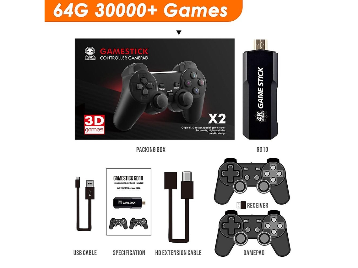 Console De Jogos Retrô Gd10 4k 60 Fps Hd Saída Hdmi Latência Ultrabaixa Tv Game Stick 2.4g Dual Handle Console De Jogos Portátil Para Casa Ly Ebike