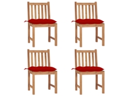 Vidaxl Cadeiras De Jardim C/ Almofadões 4 Pcs Madeira De Teca Maciça