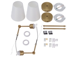 Conjunto de 2 luminárias de parede com abajur branco E26 E27 aço dourado para banheiro quarto 85 265v S/MARCA